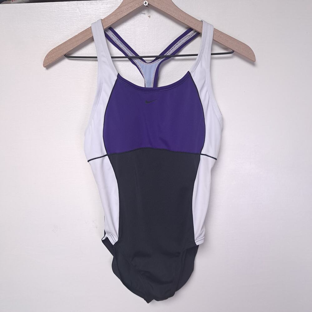 Nike Purple and Black Women's One Piece Swimsuit